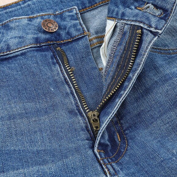 Baeful Checkered Patchwork Mid Waist Distressed Jeans - Picture 4 of 11